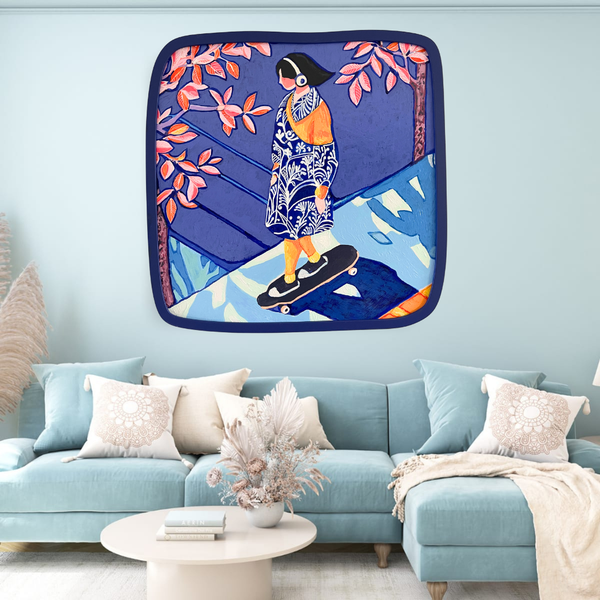 Girl On A Skate Board  - Acrylic Wall Art - 58x58cm