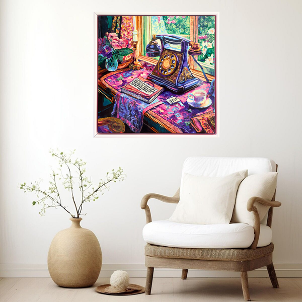 Old Telephone - Handmade Acrylic Wall Art - 52x52cm