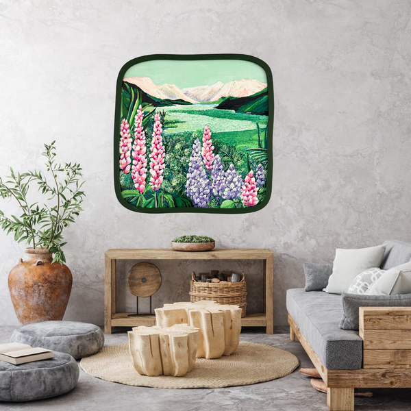 Lupins  New Zealand Landscape - Handmade Acrylic Wall Art - 50x50cm