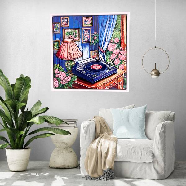 Vinyl Record Player - Handmade Acrylic Wall Art - 52x52cm